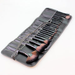 24-Piece Wooden Makeup Brush Set with Luxury Brush Bag