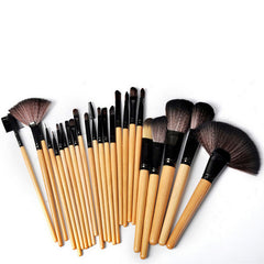 24-Piece Wooden Makeup Brush Set with Luxury Brush Bag