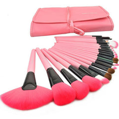 24-Piece Wooden Makeup Brush Set with Luxury Brush Bag